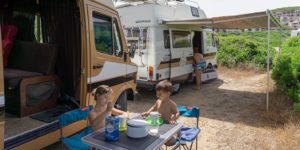 camper with kids